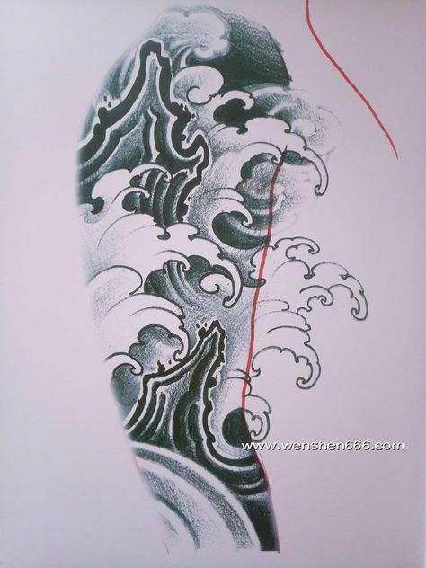 传统纹身龙纹身中国风纹身水浪纹身浪花纹身花臂纹身.